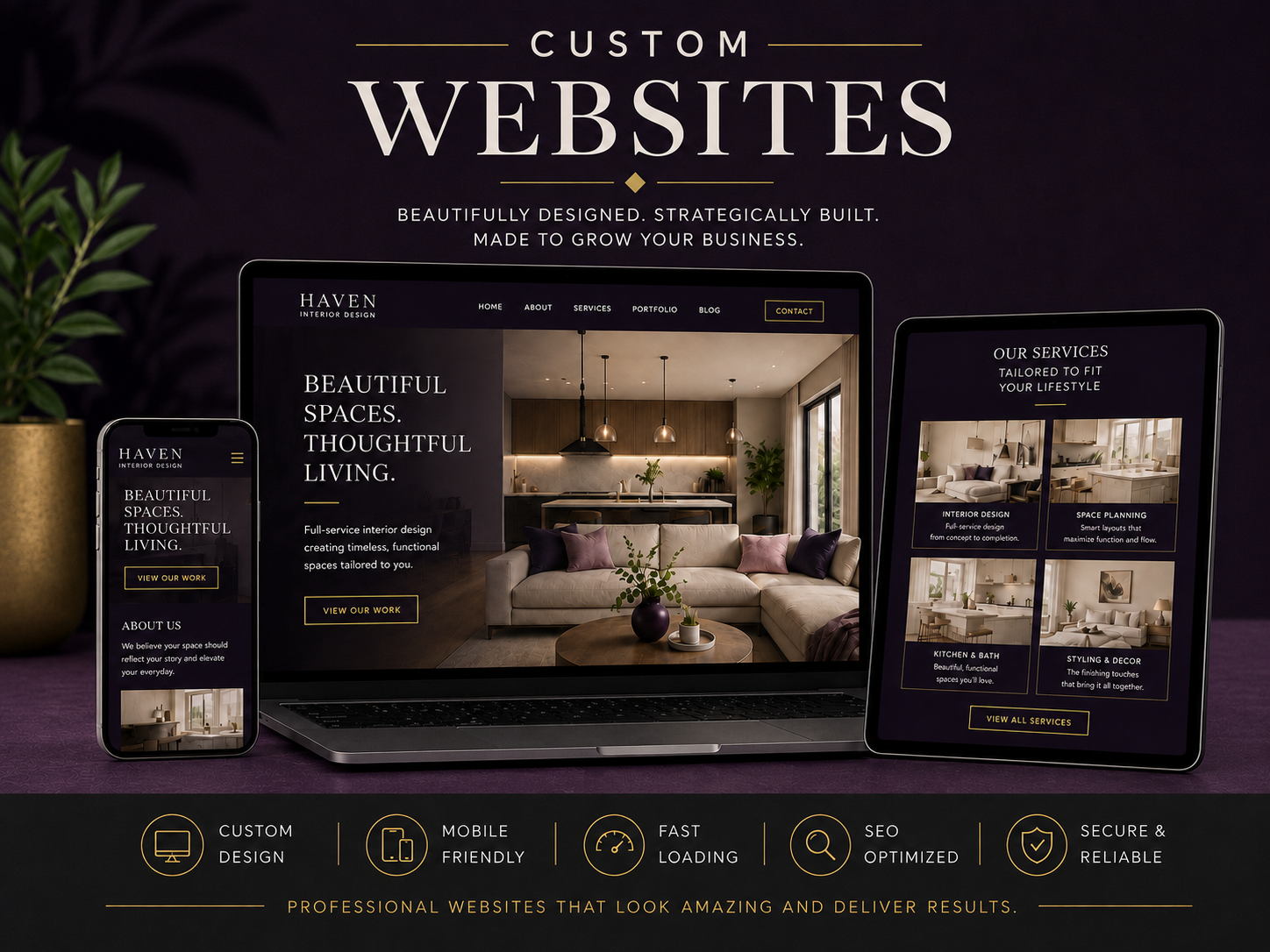Atomic Muse custom website design displayed across desktop and mobile screens